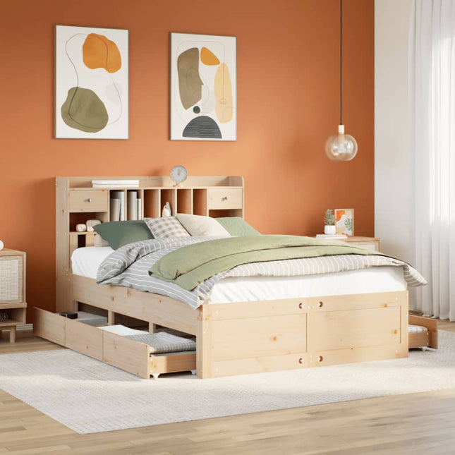 Bed met boekenkast zonder matras massief grenenhout 160x200 cm