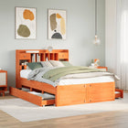 Bed met boekenkast zonder matras grenenhout wasbruin 160x200 cm