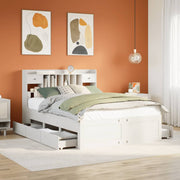 Bed 150x200 cm grenenhout wit met boekenkast