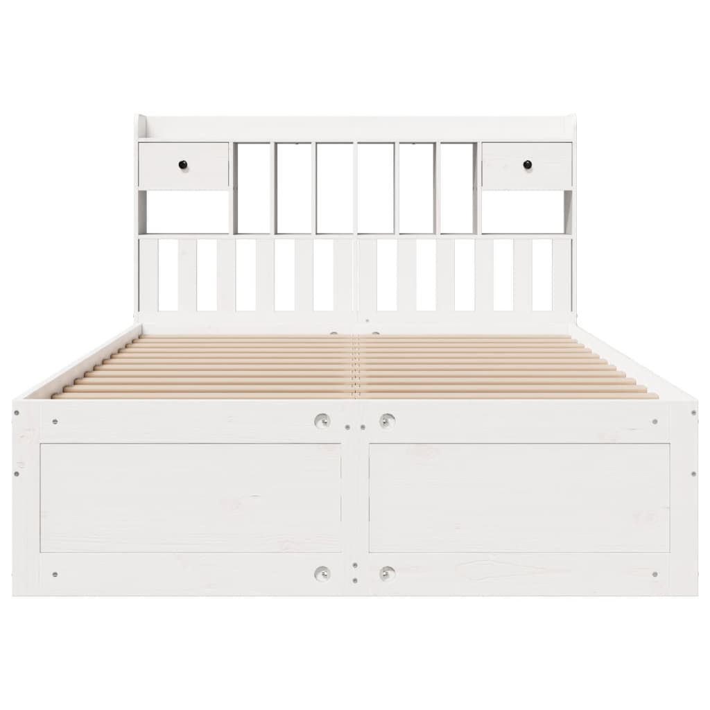 Bed met boekenkast zonder matras grenenhout wit 140x200 cm
