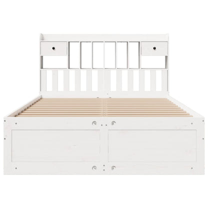 Bed met boekenkast zonder matras grenenhout wit 140x200 cm