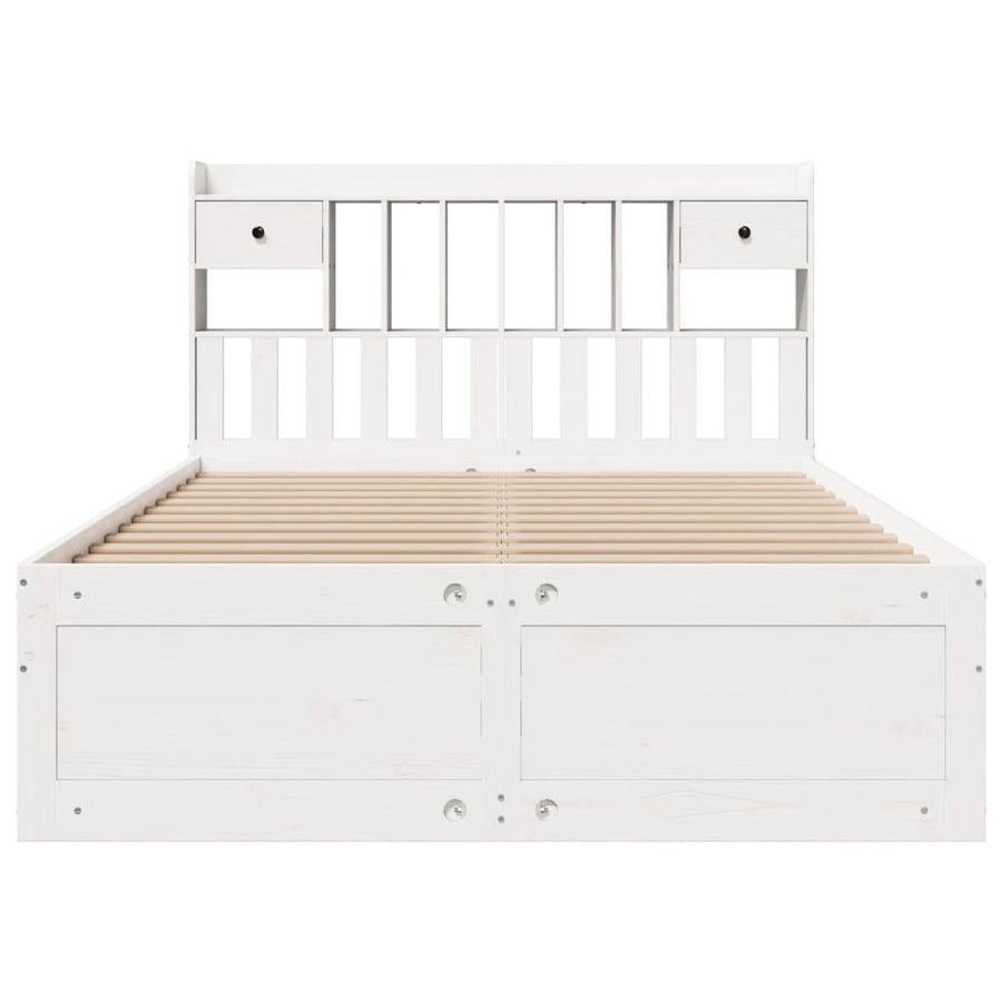 Bed met boekenkast zonder matras grenenhout wit 140x200 cm
