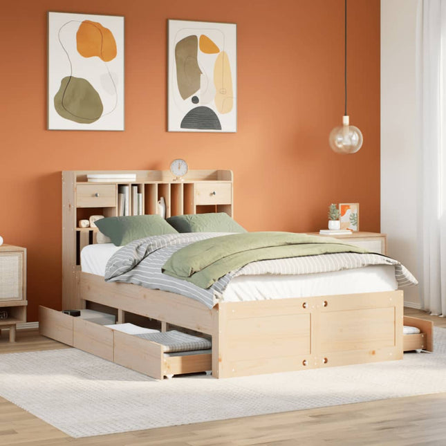 Bed met boekenkast zonder matras massief grenenhout 120x200 cm