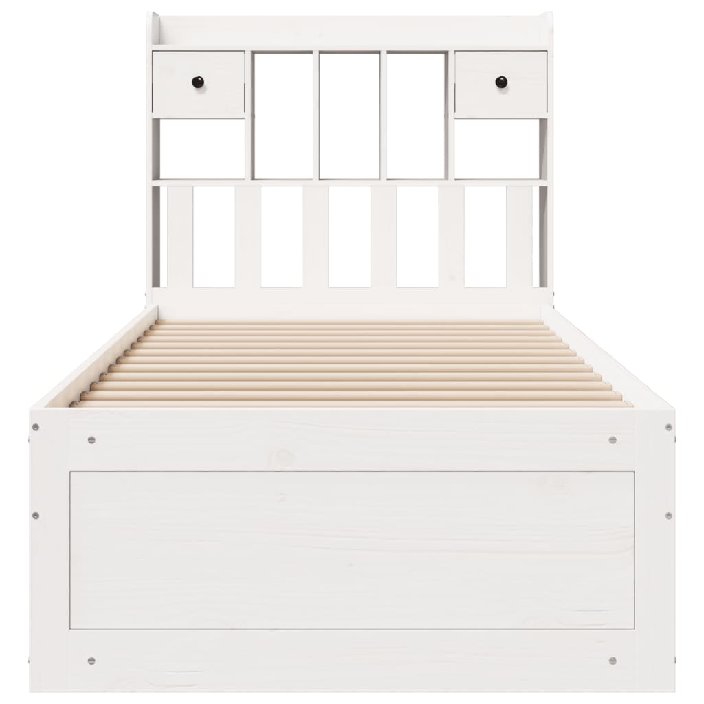 Bed met boekenkast zonder matras grenenhout wit 90x200 cm