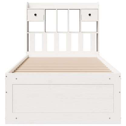 Bed met boekenkast zonder matras grenenhout wit 90x200 cm
