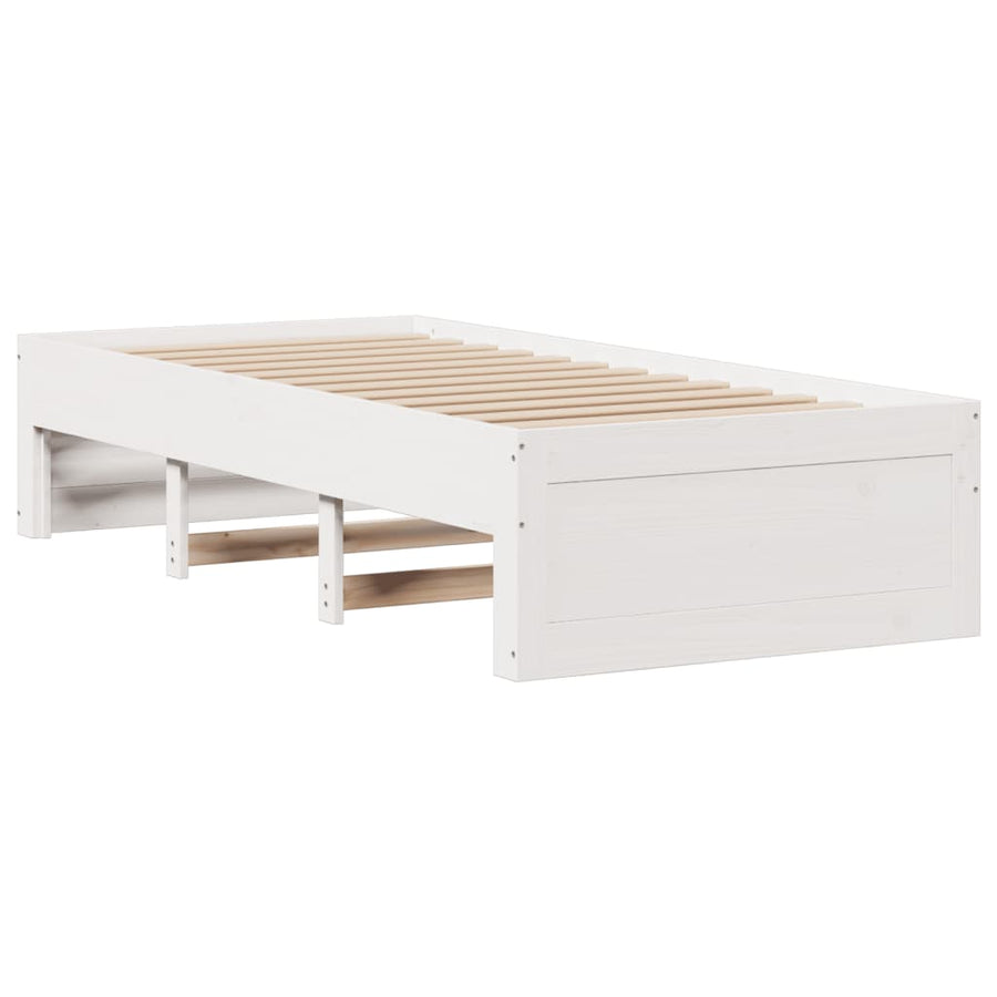 Bed met boekenkast zonder matras grenenhout wit 90x200 cm