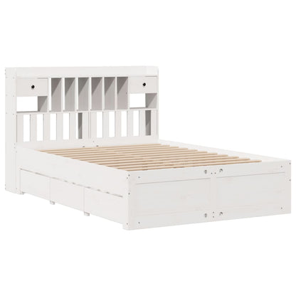 Bed met boekenkast zonder matras grenenhout wit 140x190 cm