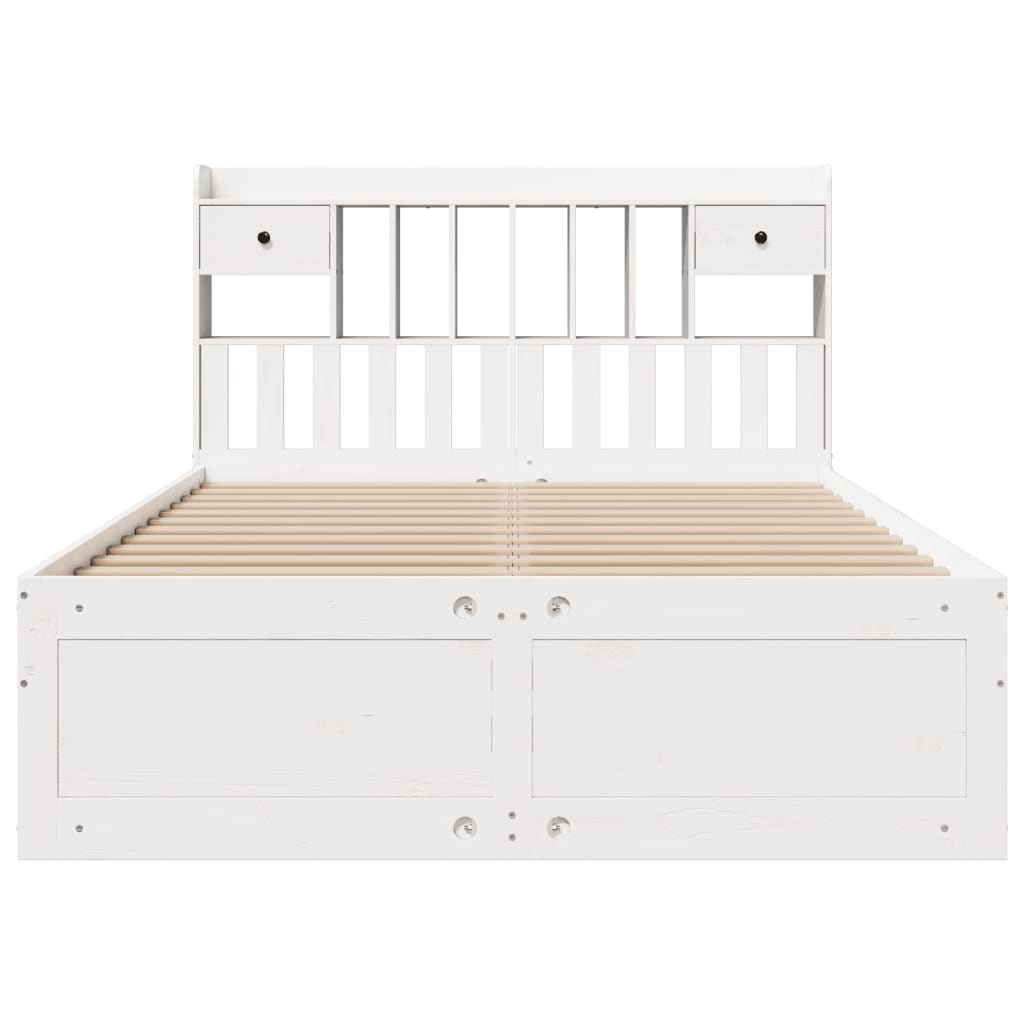 Bed met boekenkast zonder matras grenenhout wit 140x190 cm
