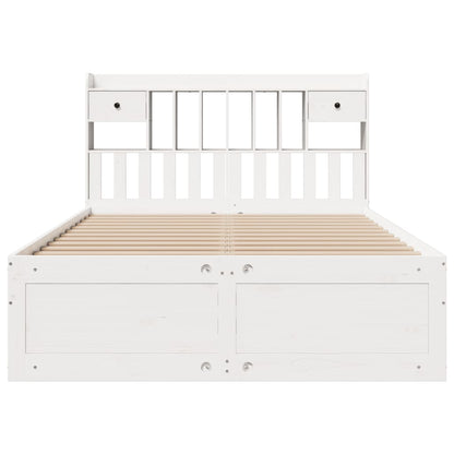 Bed met boekenkast zonder matras grenenhout wit 140x190 cm