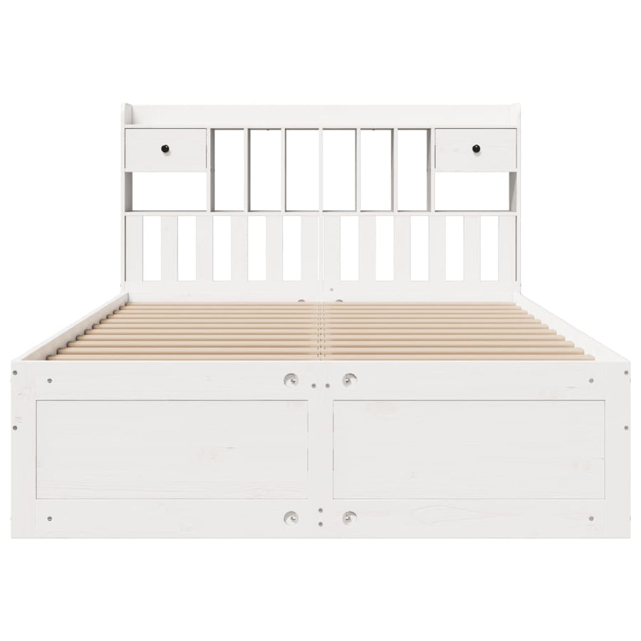 Bed met boekenkast zonder matras grenenhout wit 140x190 cm