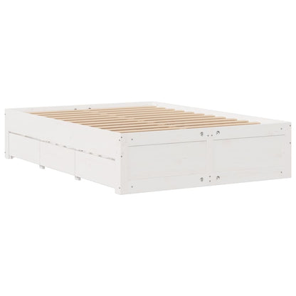 Bed met boekenkast zonder matras grenenhout wit 140x190 cm