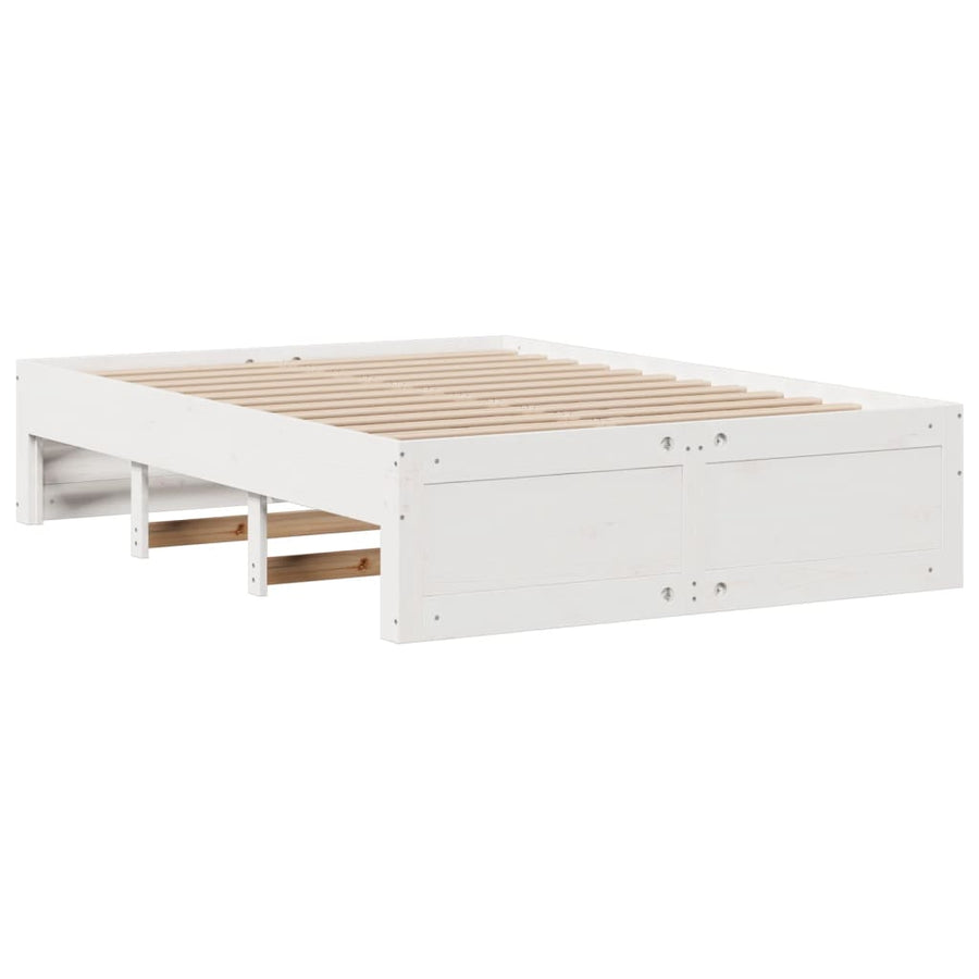 Bed met boekenkast zonder matras grenenhout wit 140x190 cm