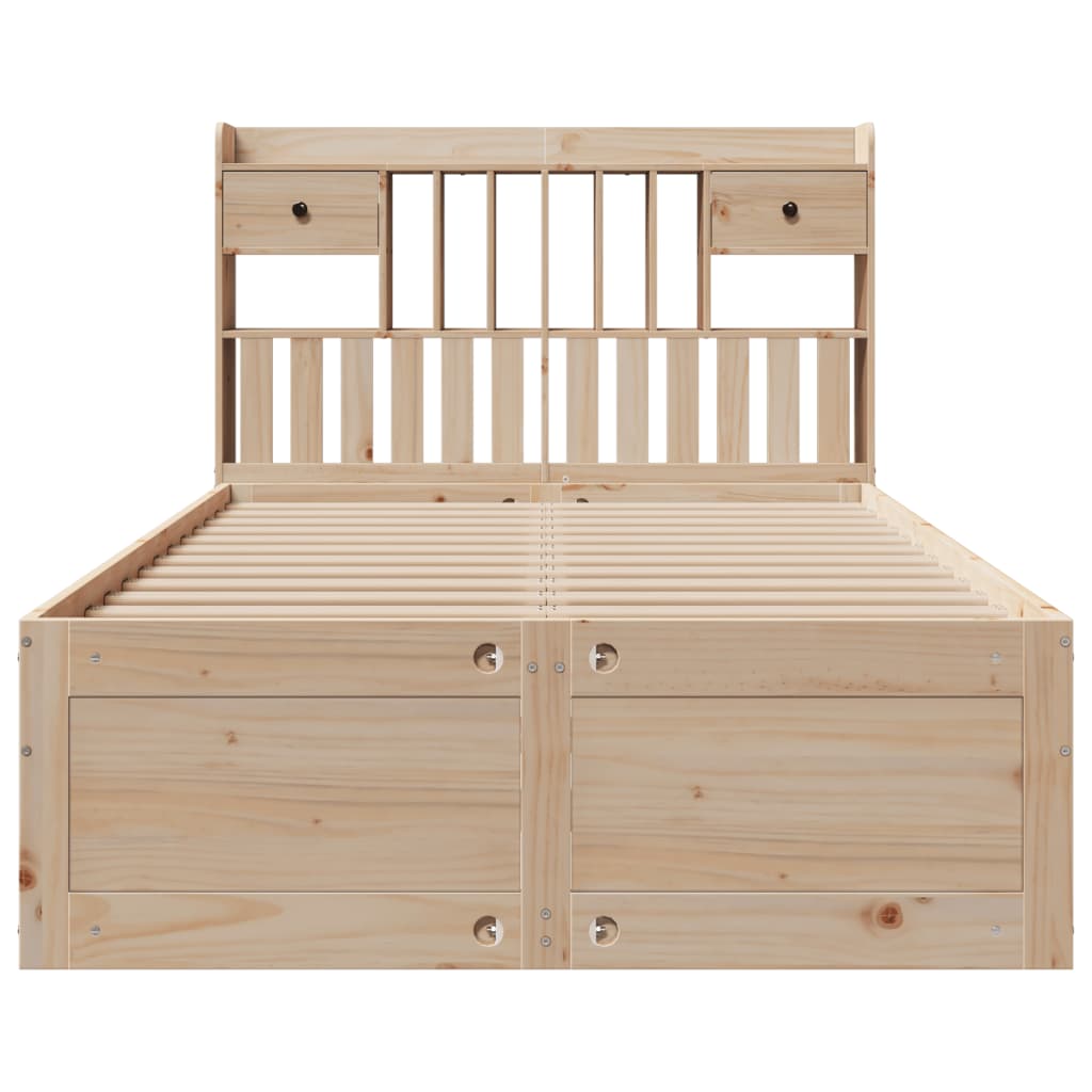 Bed met boekenkast zonder matras massief grenenhout 135x190 cm