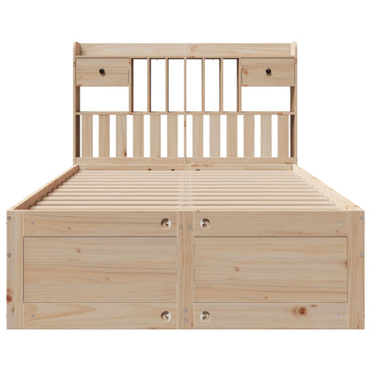 Bed met boekenkast zonder matras massief grenenhout 135x190 cm