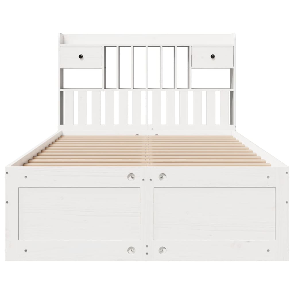 Bed met boekenkast zonder matras grenenhout wit 135x190 cm