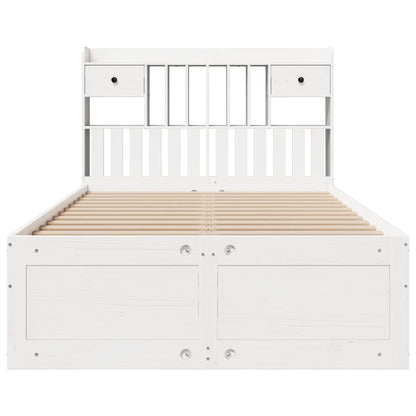 Bed met boekenkast zonder matras grenenhout wit 135x190 cm