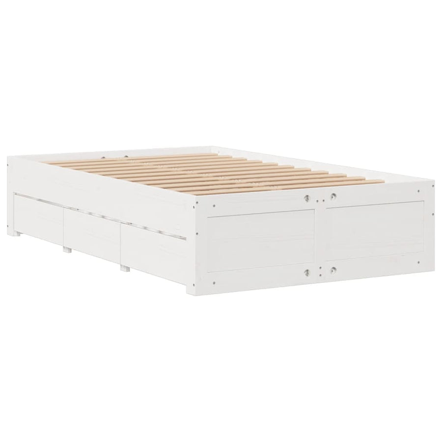 Bed met boekenkast zonder matras grenenhout wit 135x190 cm