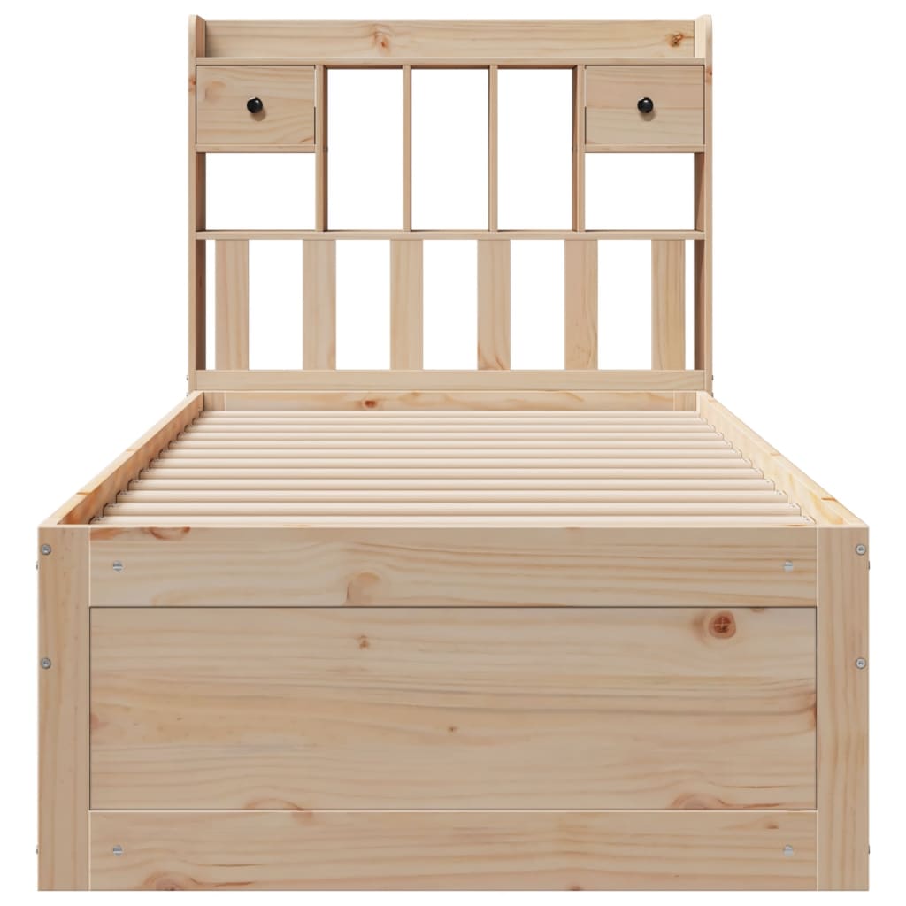 Bed met boekenkast zonder matras massief grenenhout 75x190 cm