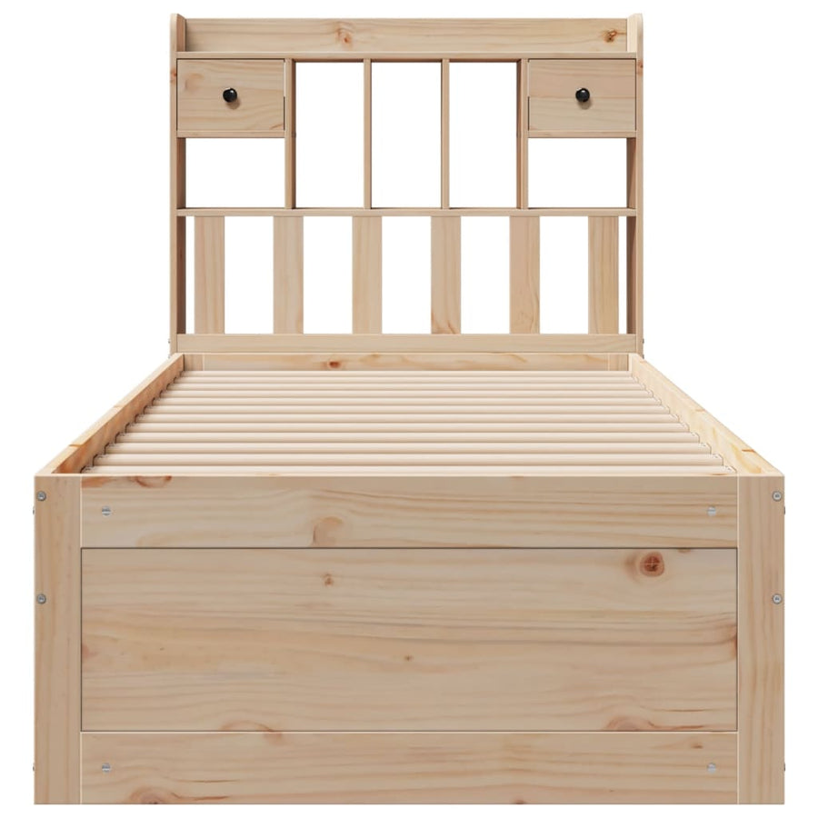 Bed met boekenkast zonder matras massief grenenhout 75x190 cm