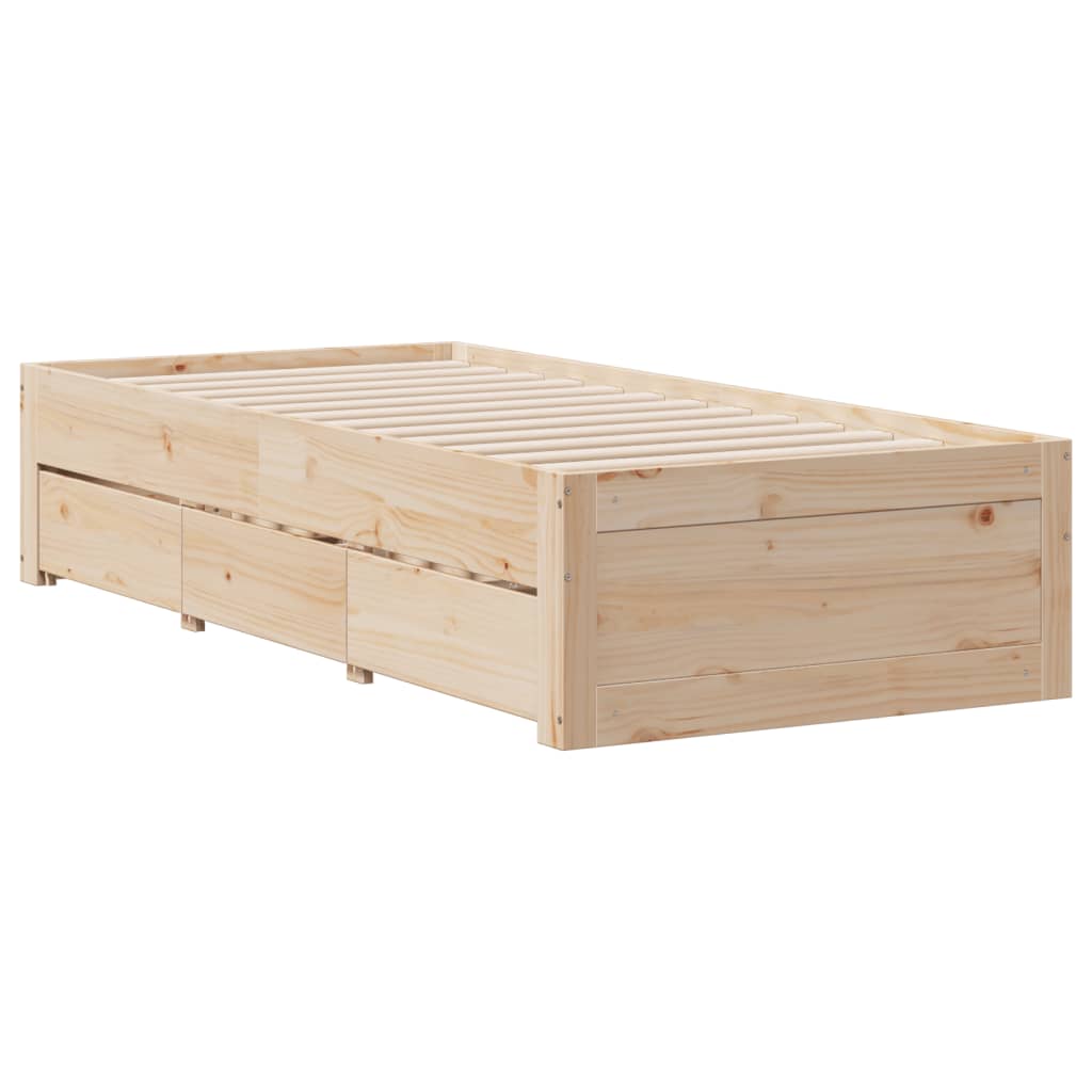 Bed met boekenkast zonder matras massief grenenhout 75x190 cm