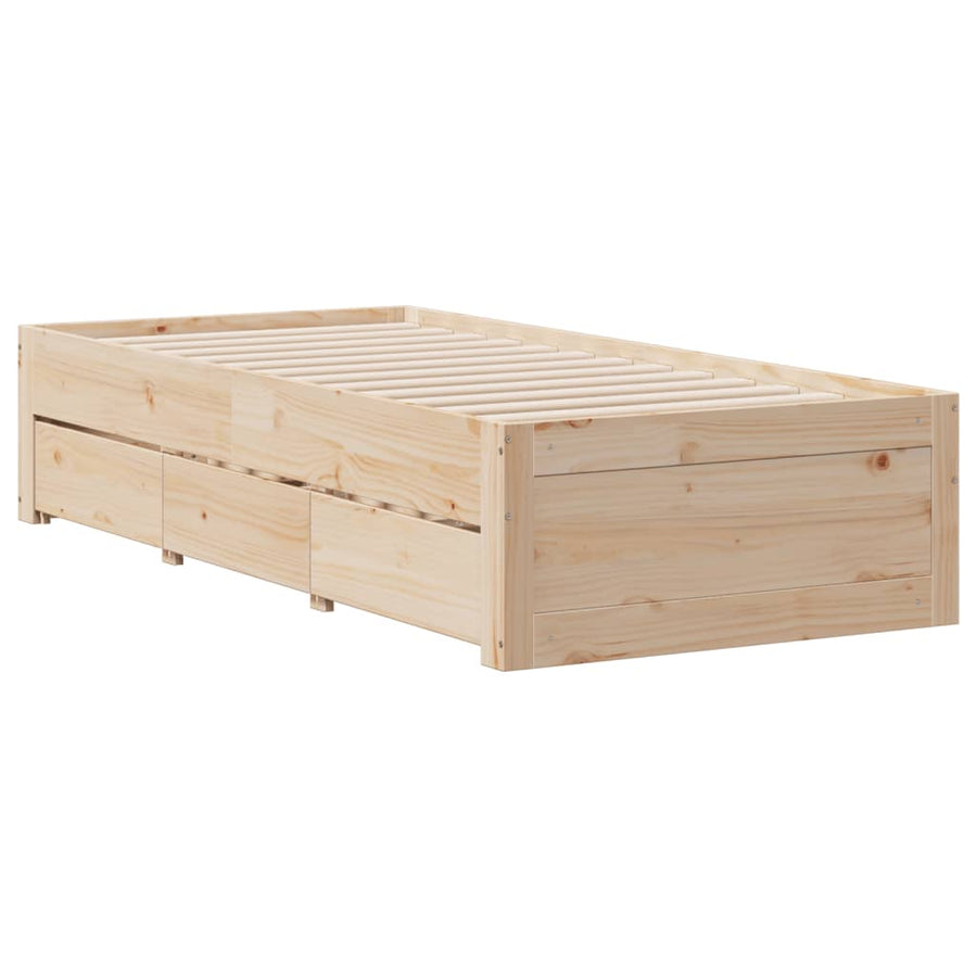 Bed met boekenkast zonder matras massief grenenhout 75x190 cm