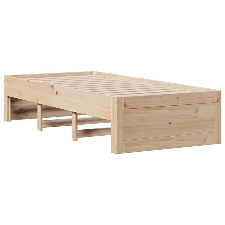 Bed met boekenkast zonder matras massief grenenhout 75x190 cm