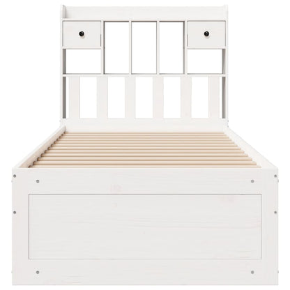 Bed met boekenkast zonder matras grenenhout wit 75x190 cm