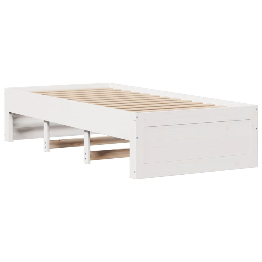 Bed met boekenkast zonder matras grenenhout wit 75x190 cm