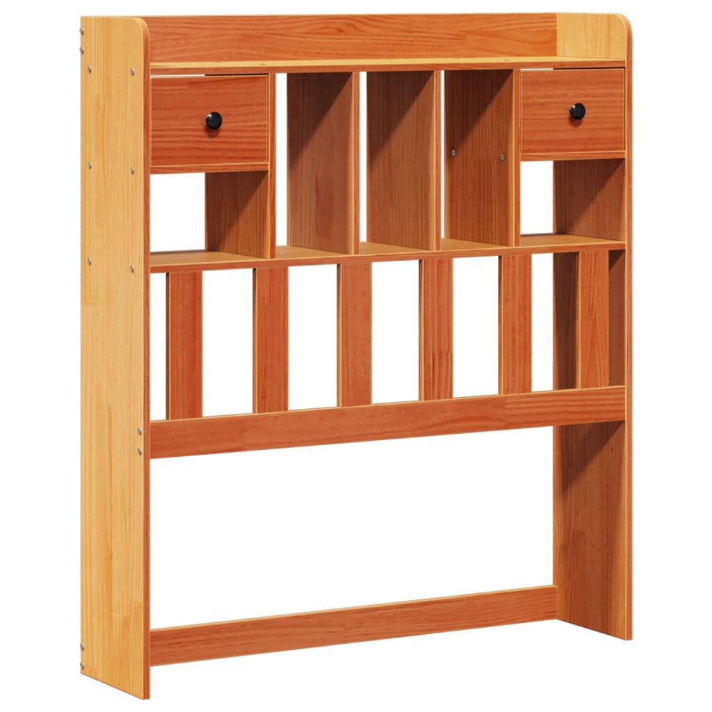 Bed met boekenkast zonder matras grenenhout wasbruin 75x190 cm