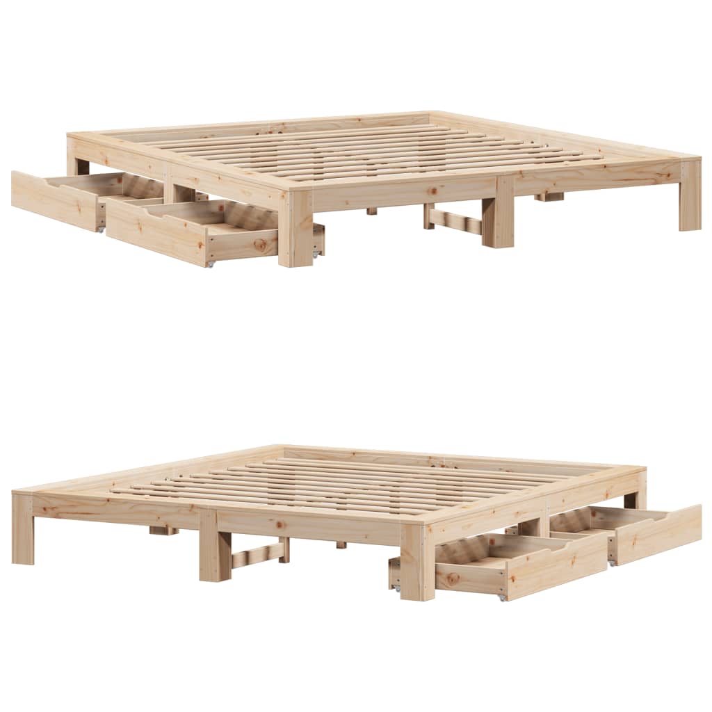 Bedframe zonder matras massief grenenhout 200x200 cm