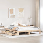 Bedframe massief grenenhout 200x200 cm met lades