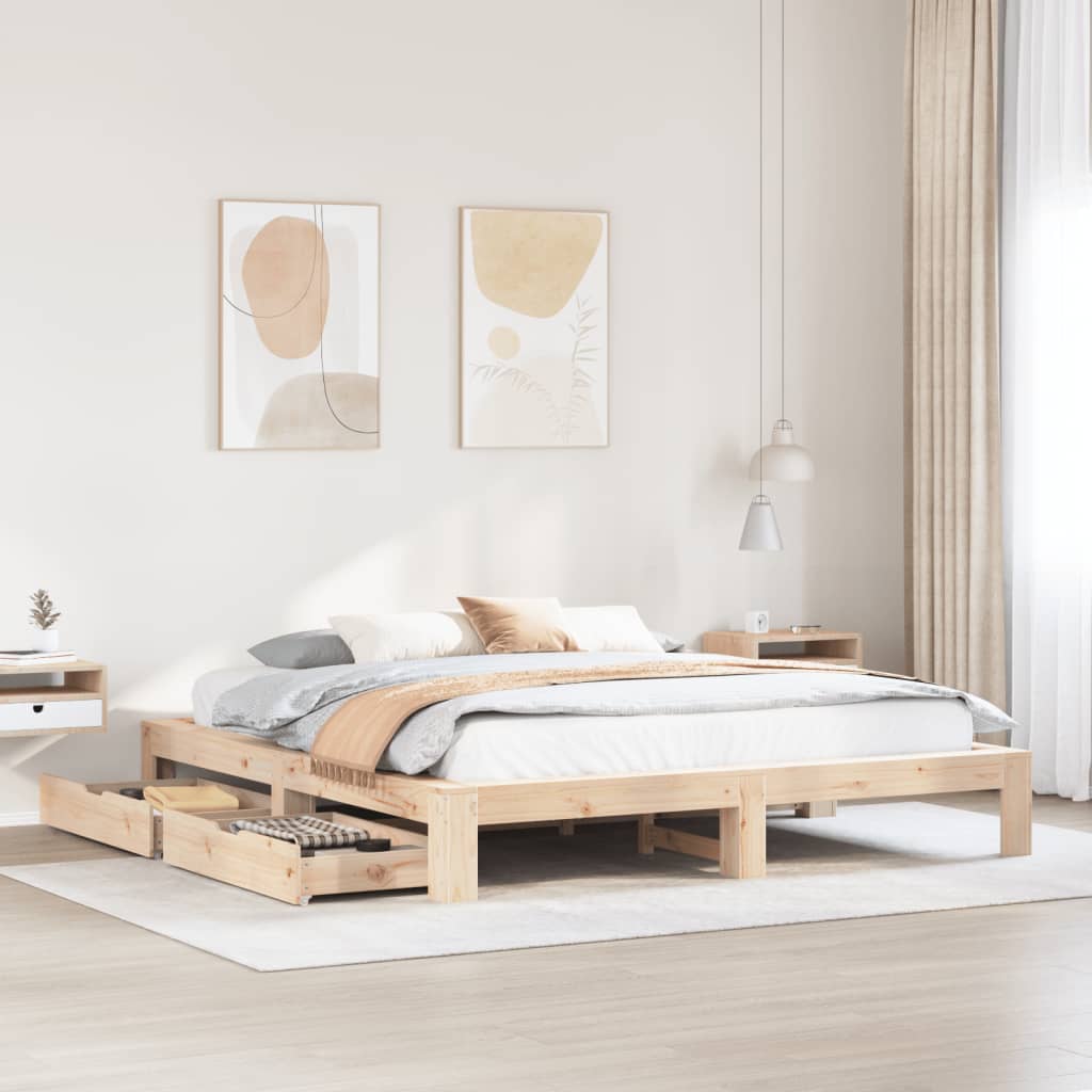 Bedframe zonder matras massief grenenhout 200x200 cm