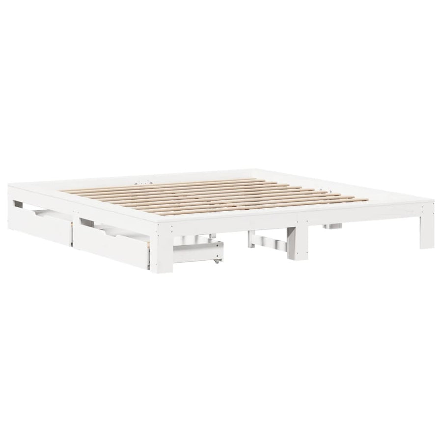 Bedframe zonder matras massief grenenhout wit 200x200 cm