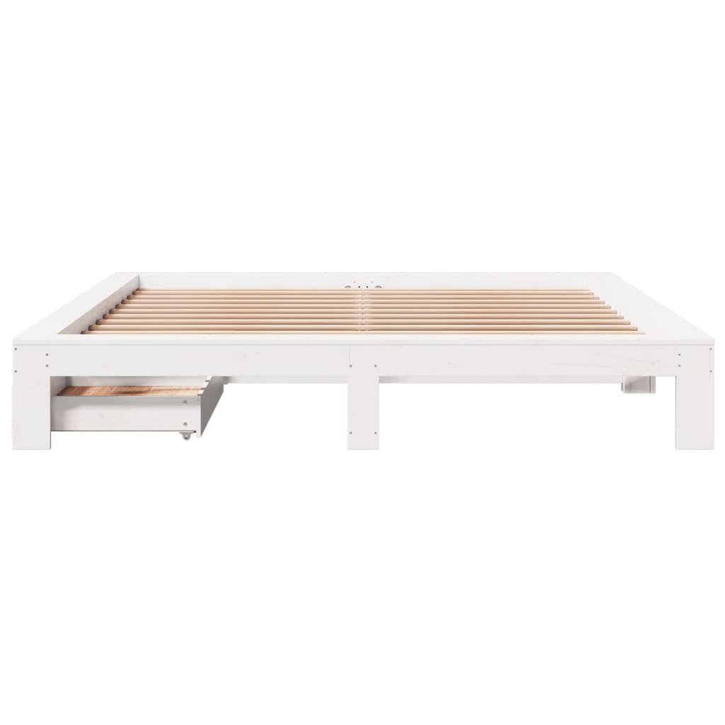 Bedframe zonder matras massief grenenhout wit 200x200 cm