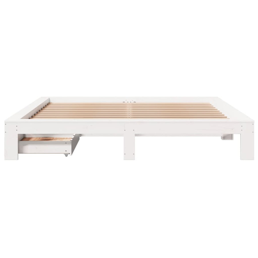 Bedframe zonder matras massief grenenhout wit 200x200 cm