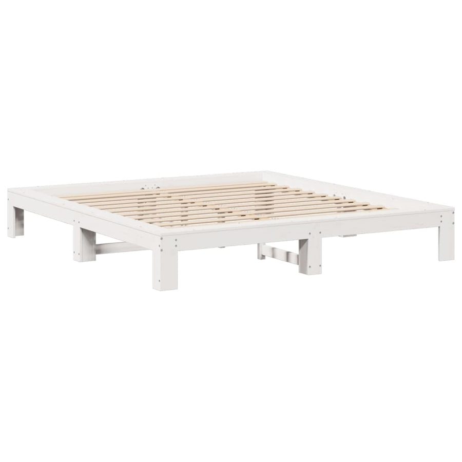 Bedframe zonder matras massief grenenhout wit 200x200 cm