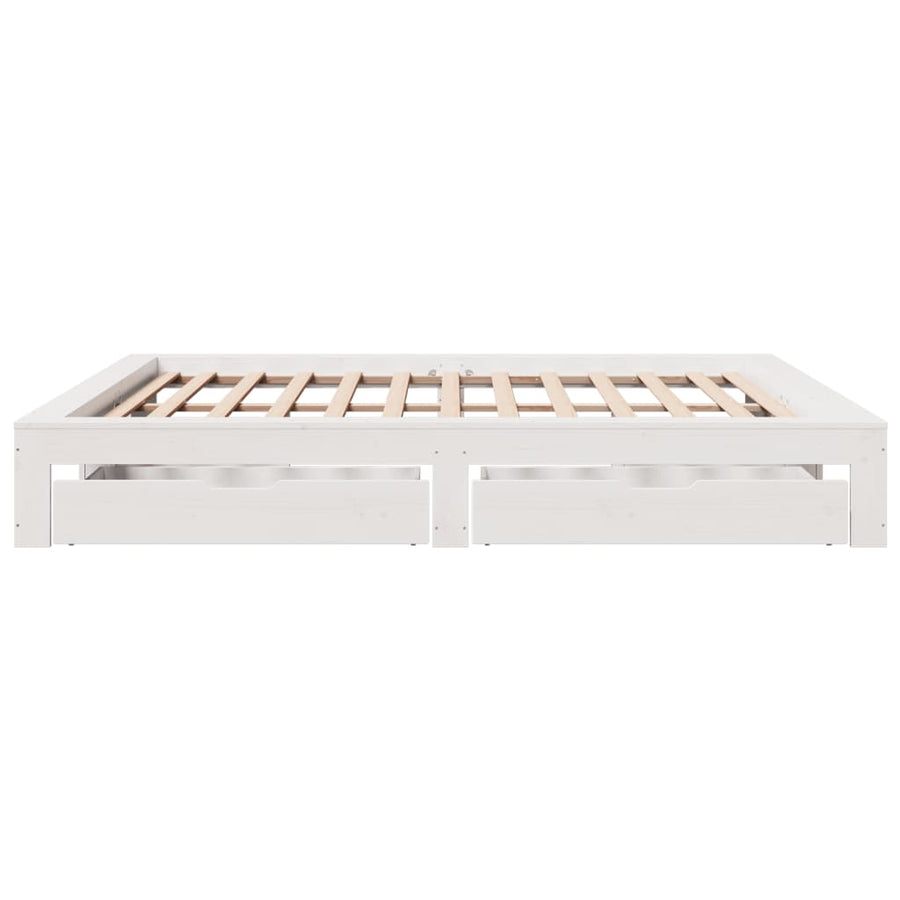 Bedframe zonder matras massief grenenhout wit 200x200 cm