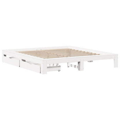 Bedframe zonder matras massief grenenhout wit 180x200 cm