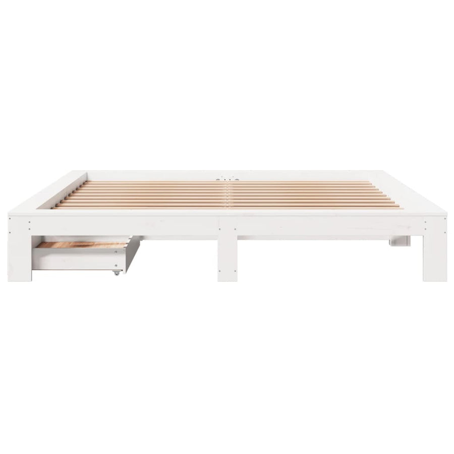 Bedframe zonder matras massief grenenhout wit 180x200 cm