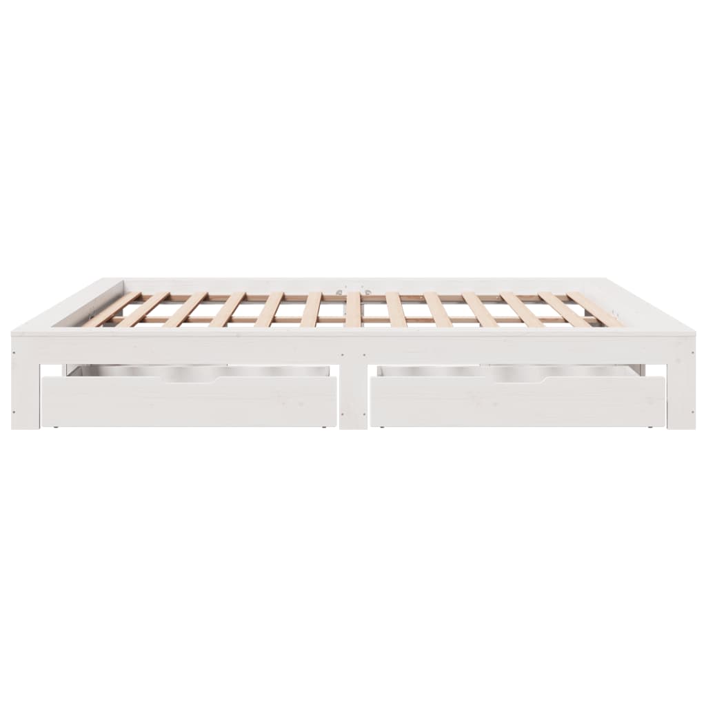 Bedframe zonder matras massief grenenhout wit 180x200 cm
