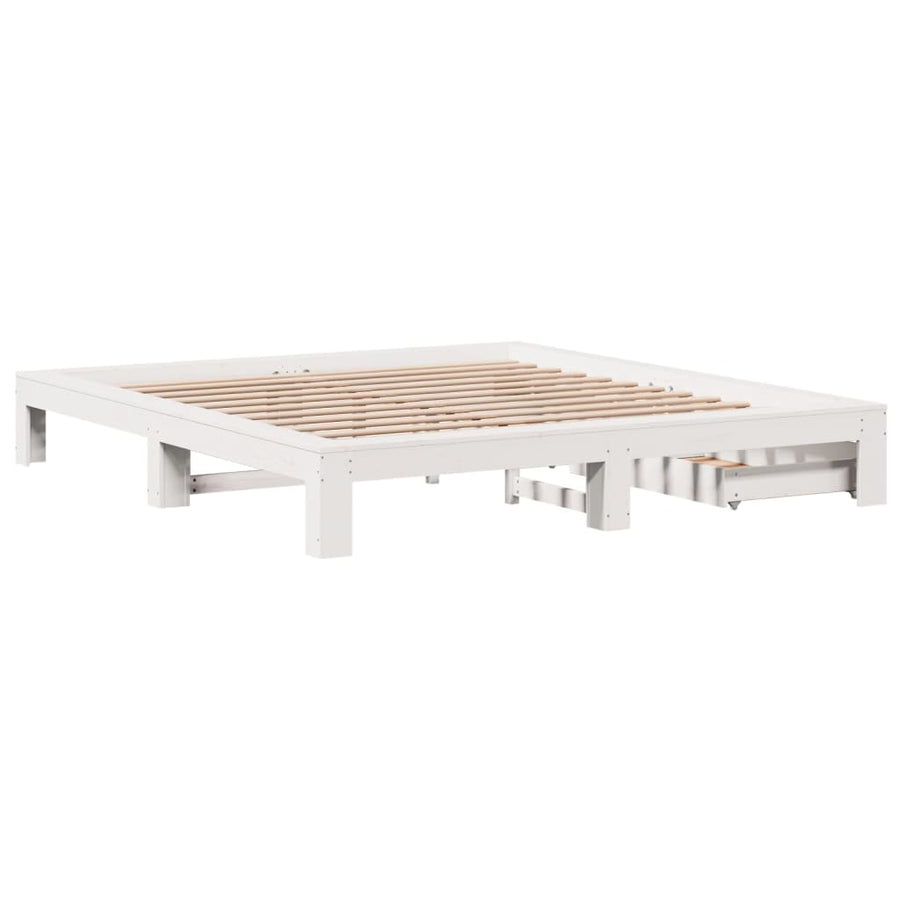 Bedframe zonder matras massief grenenhout wit 180x200 cm