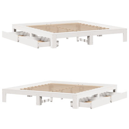 Bedframe zonder matras massief grenenhout wit 180x200 cm