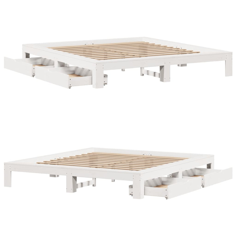 Bedframe zonder matras massief grenenhout wit 180x200 cm
