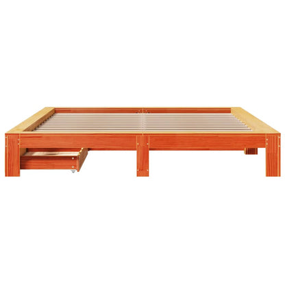 Bedframe zonder matras massief grenenhout wasbruin 180x200 cm