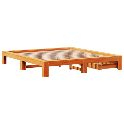 Bedframe zonder matras massief grenenhout wasbruin 180x200 cm