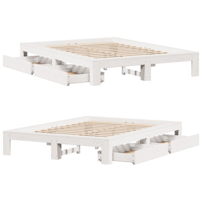 Bedframe zonder matras massief grenenhout wit 160x200 cm