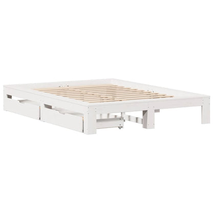 Bedframe zonder matras massief grenenhout wit 150x200 cm