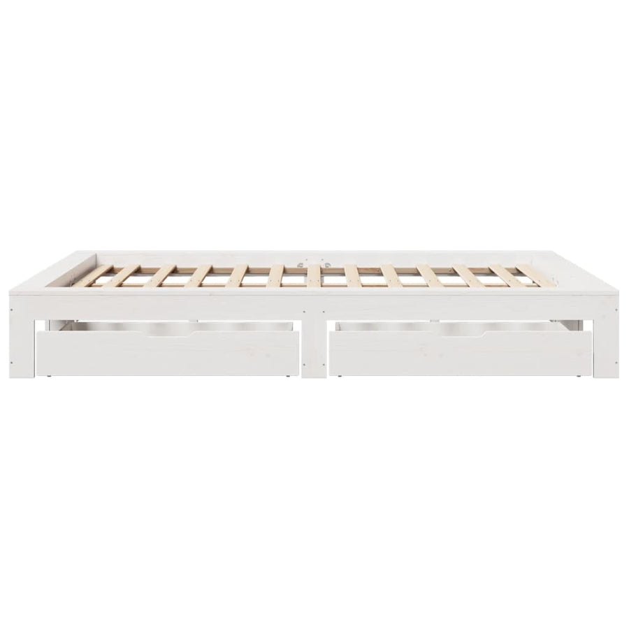 Bedframe zonder matras massief grenenhout wit 150x200 cm