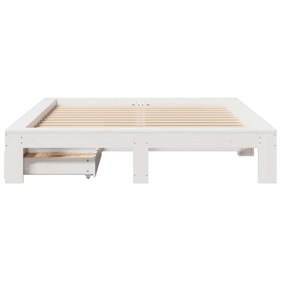 Bedframe zonder matras massief grenenhout wit 140x200 cm