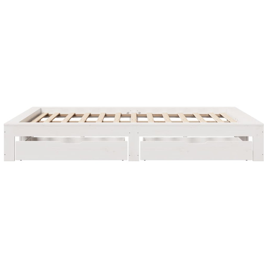 Bedframe zonder matras massief grenenhout wit 140x200 cm